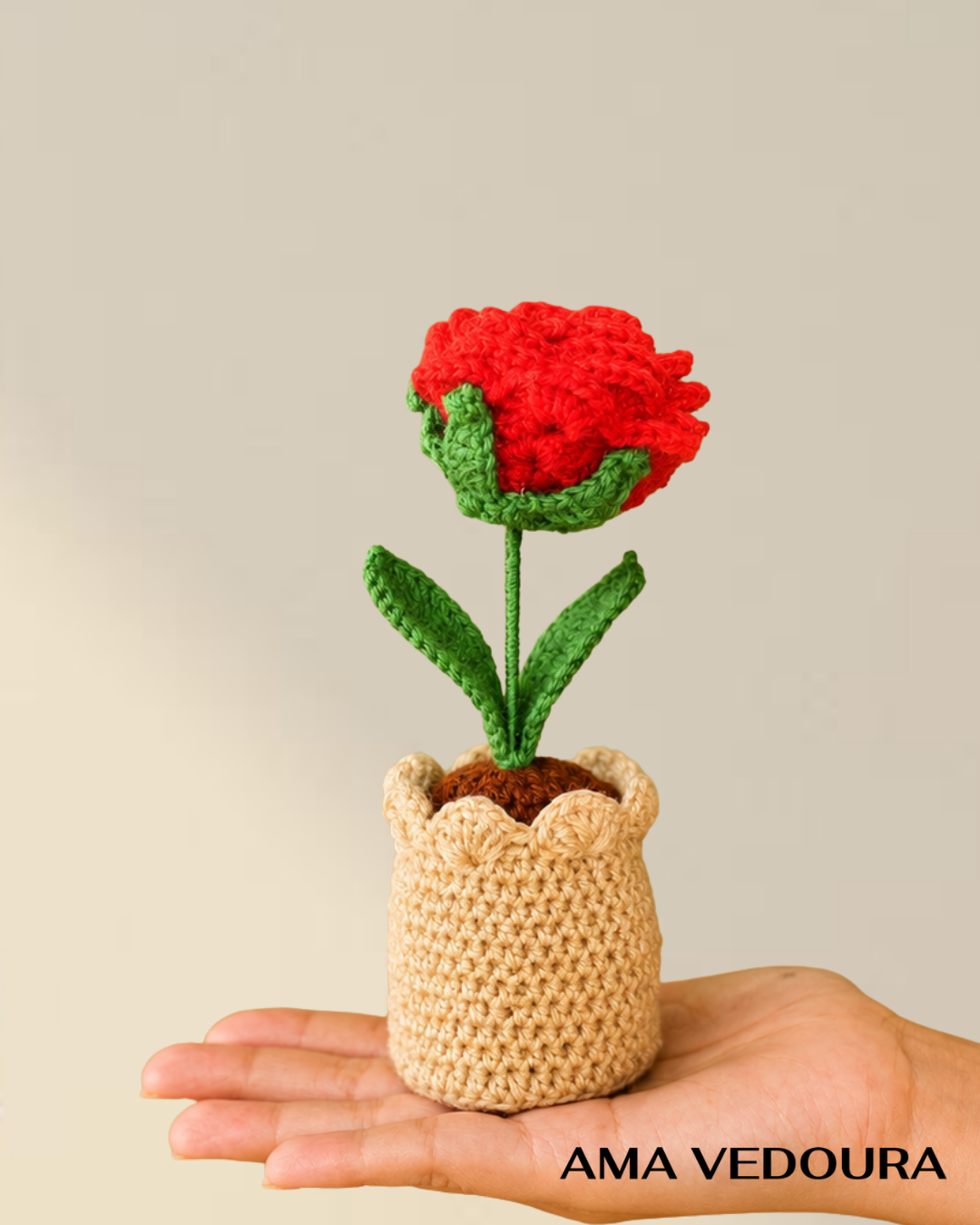 Handmade Crochet Rose Plant
