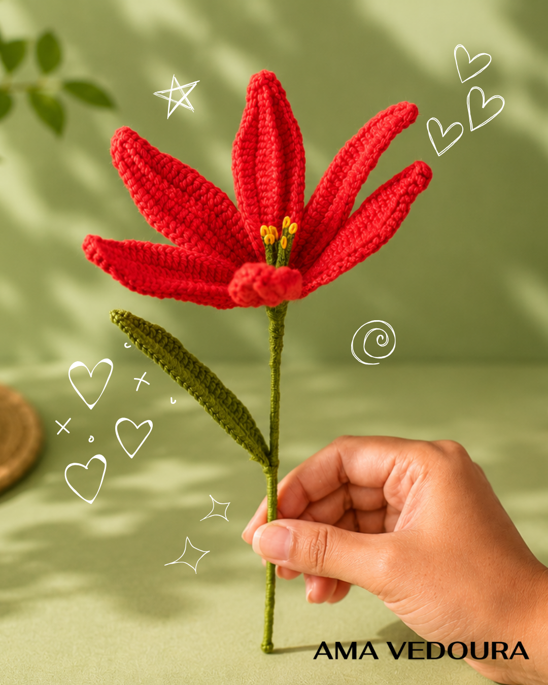 Handmade Crochet Lily Single Flower