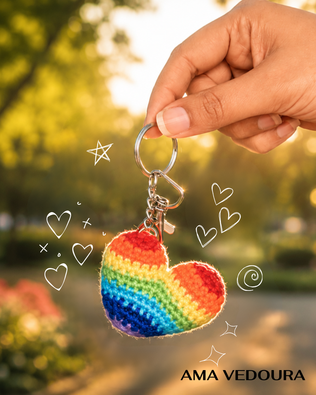Handmade Crochet Heart Keychain
