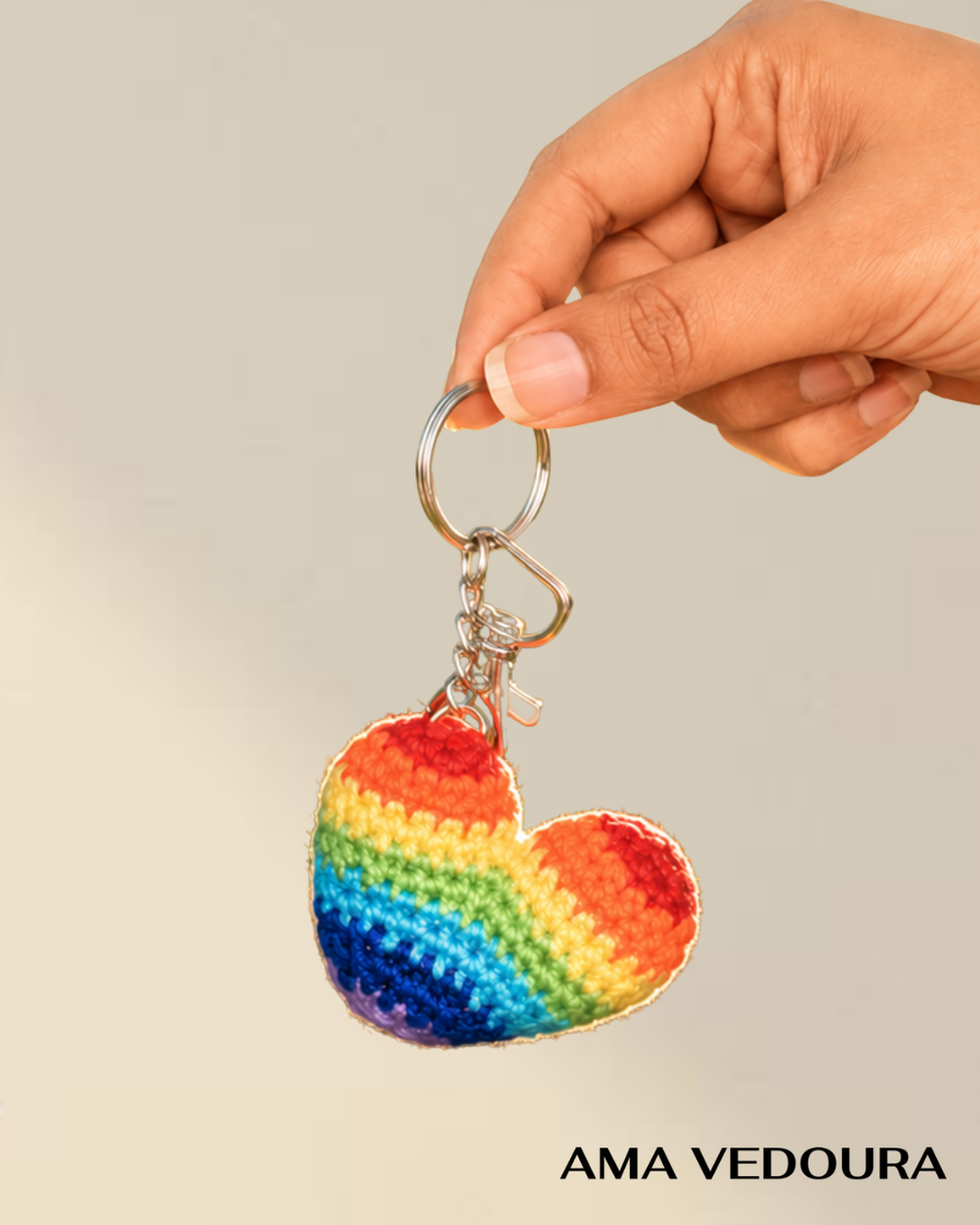 Handmade Crochet Heart Keychain