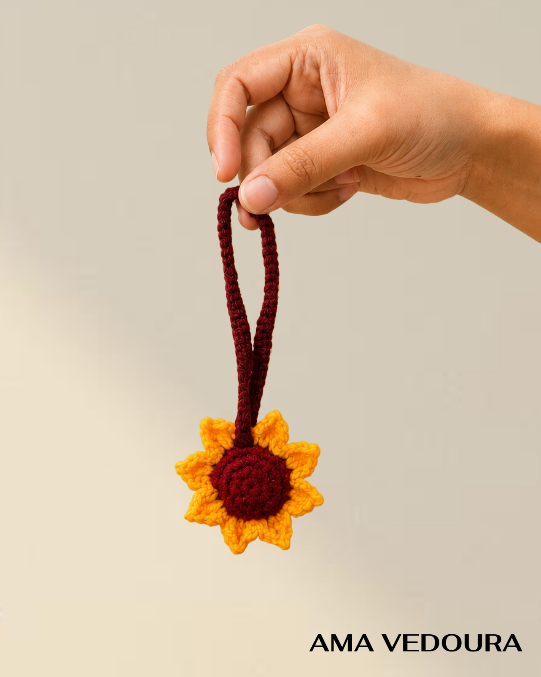 Handmade Crochet Sunflower Bag Charm