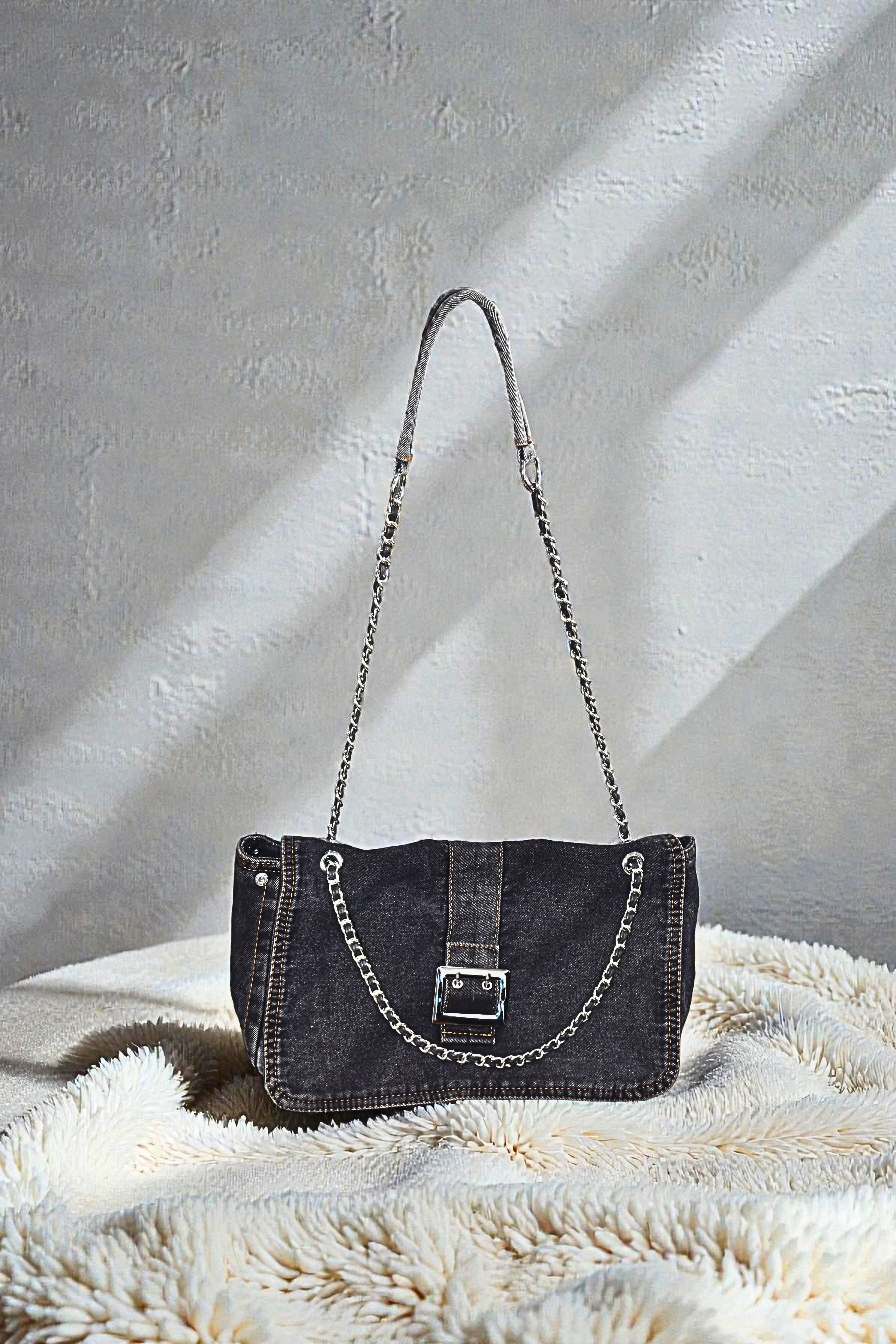 AV Denim Loom Black Bag