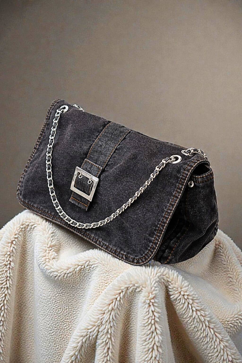 AV Denim Loom Black Bag