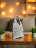 ivory boho crochet handmade bag