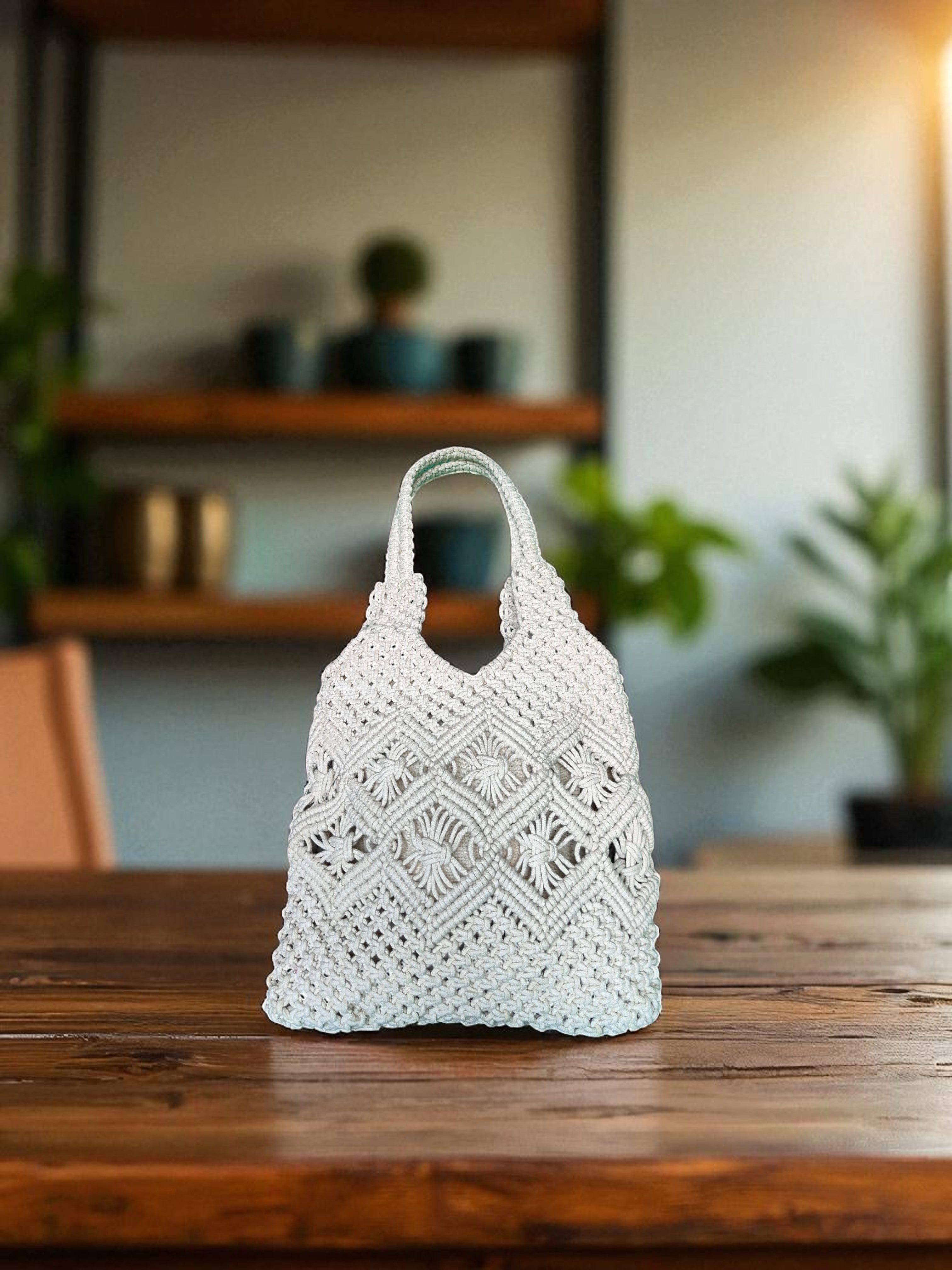 ivory boho crochet handmade bag